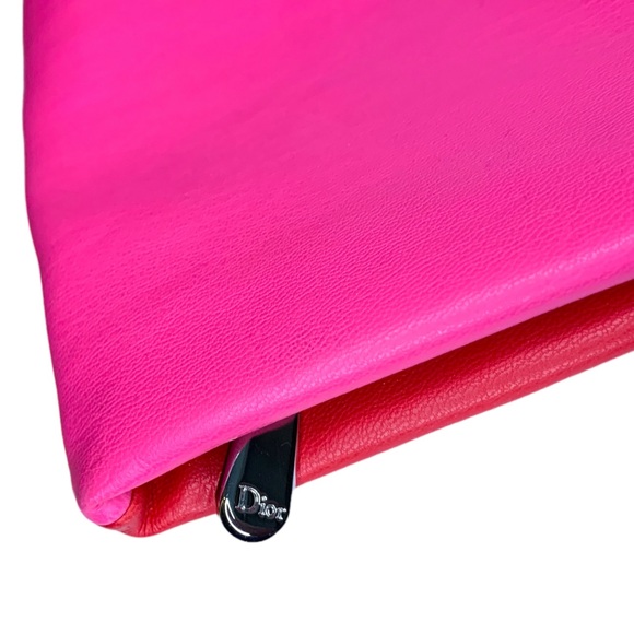 DIOR Vegan Leather Two tone red pink POUCH - Picture 6 of 7